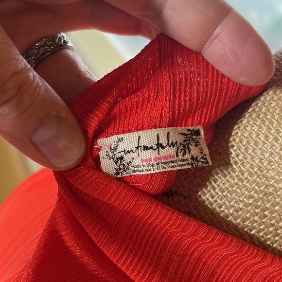 NWT Free People Intimately Ribbed Halter Mock Neck Top Red Size XS Boho Tank - Picture 4 of 5